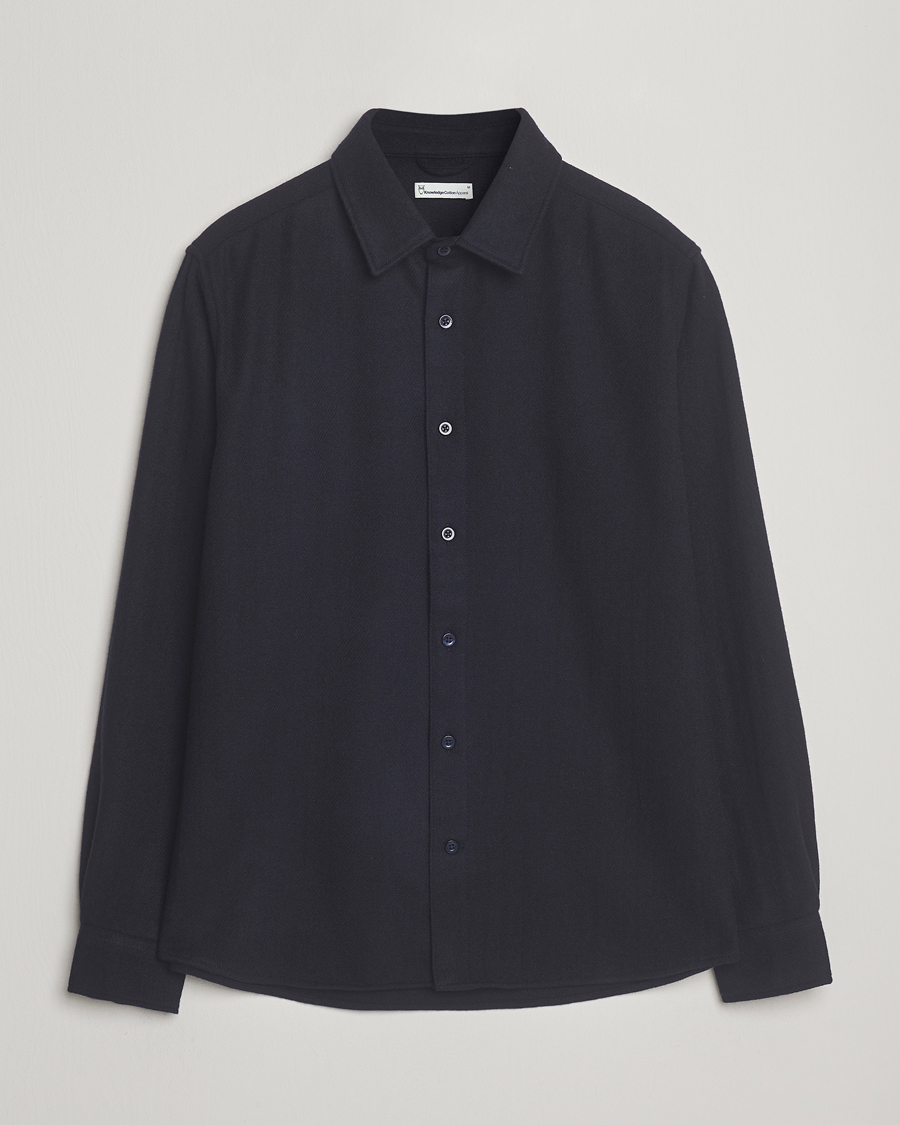 Heren | Overhemden | KnowledgeCotton Apparel | Merino Wool Overshirt Night Sky