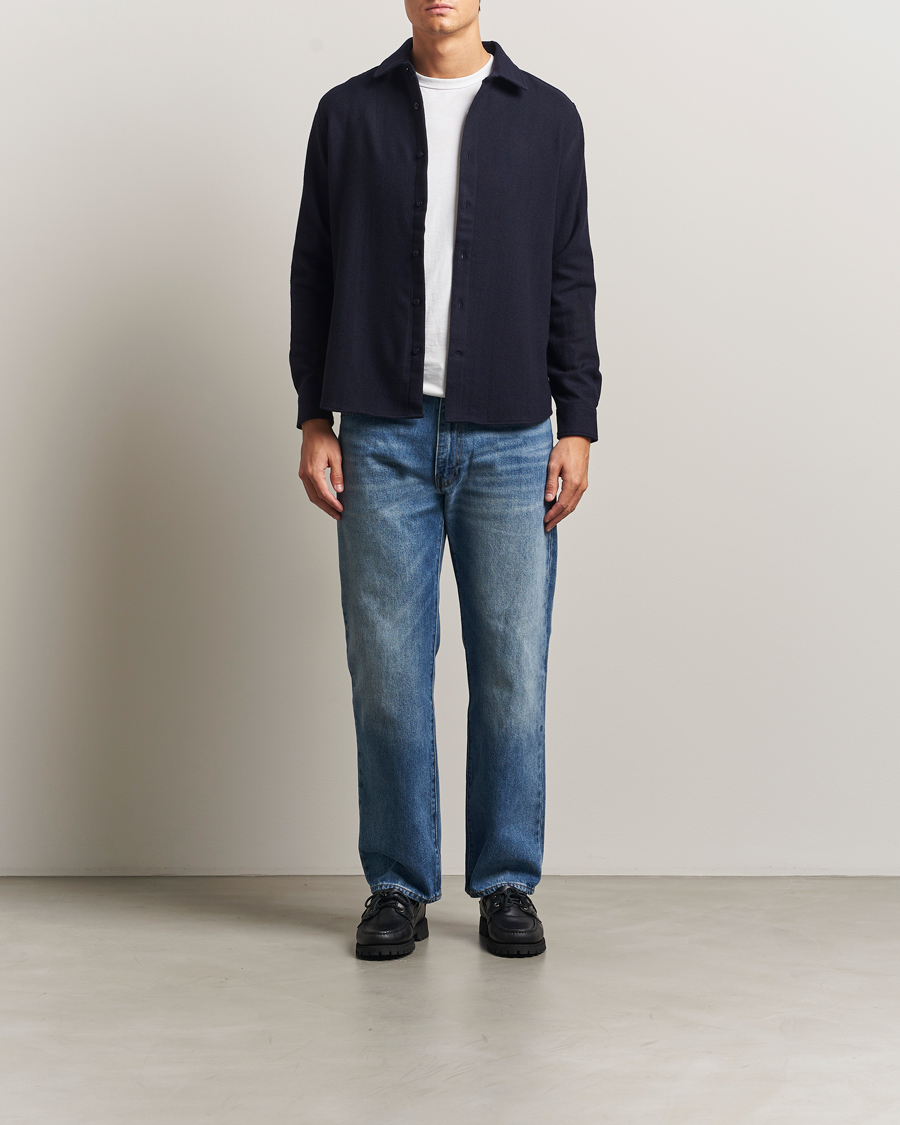 Heren | Overhemden | KnowledgeCotton Apparel | Merino Wool Overshirt Night Sky