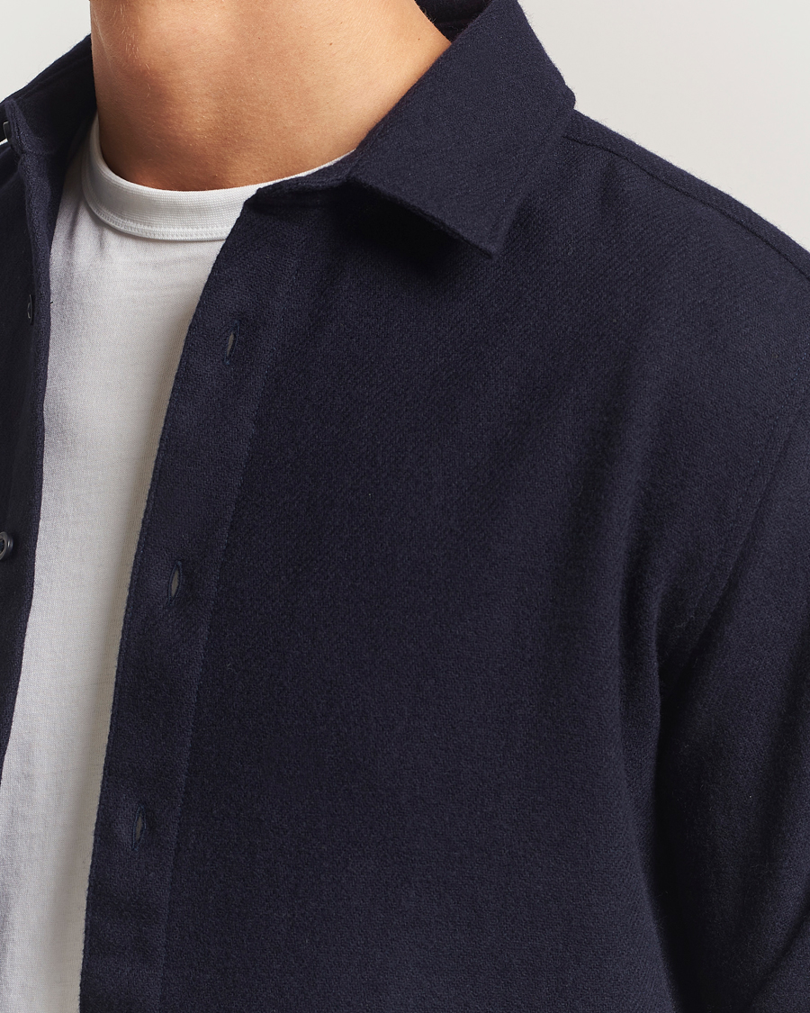 Heren | Overhemden | KnowledgeCotton Apparel | Merino Wool Overshirt Night Sky