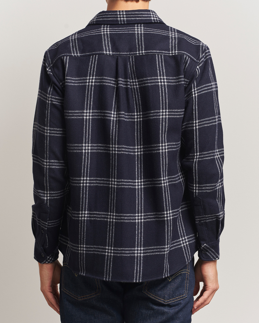 Heren | Overhemden | KnowledgeCotton Apparel | Merino Wool Check Overshirt Blue