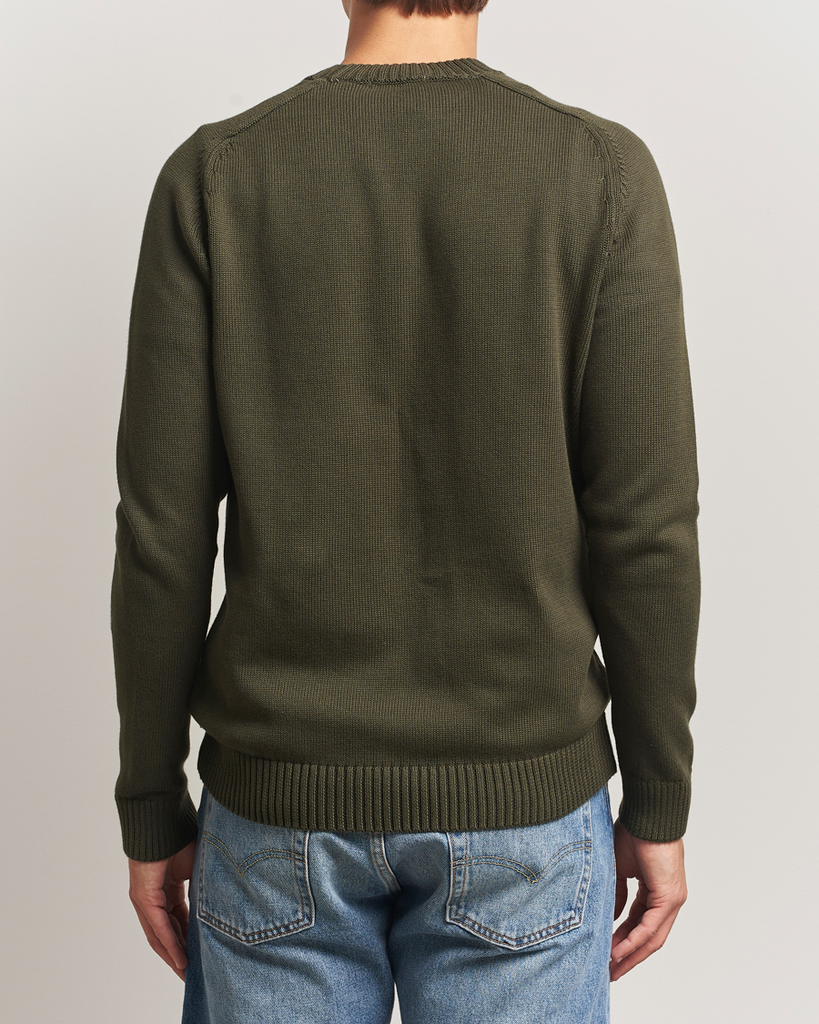Heren | Truien | KnowledgeCotton Apparel | Plain Knitted Cotton Crewneck Forest Night