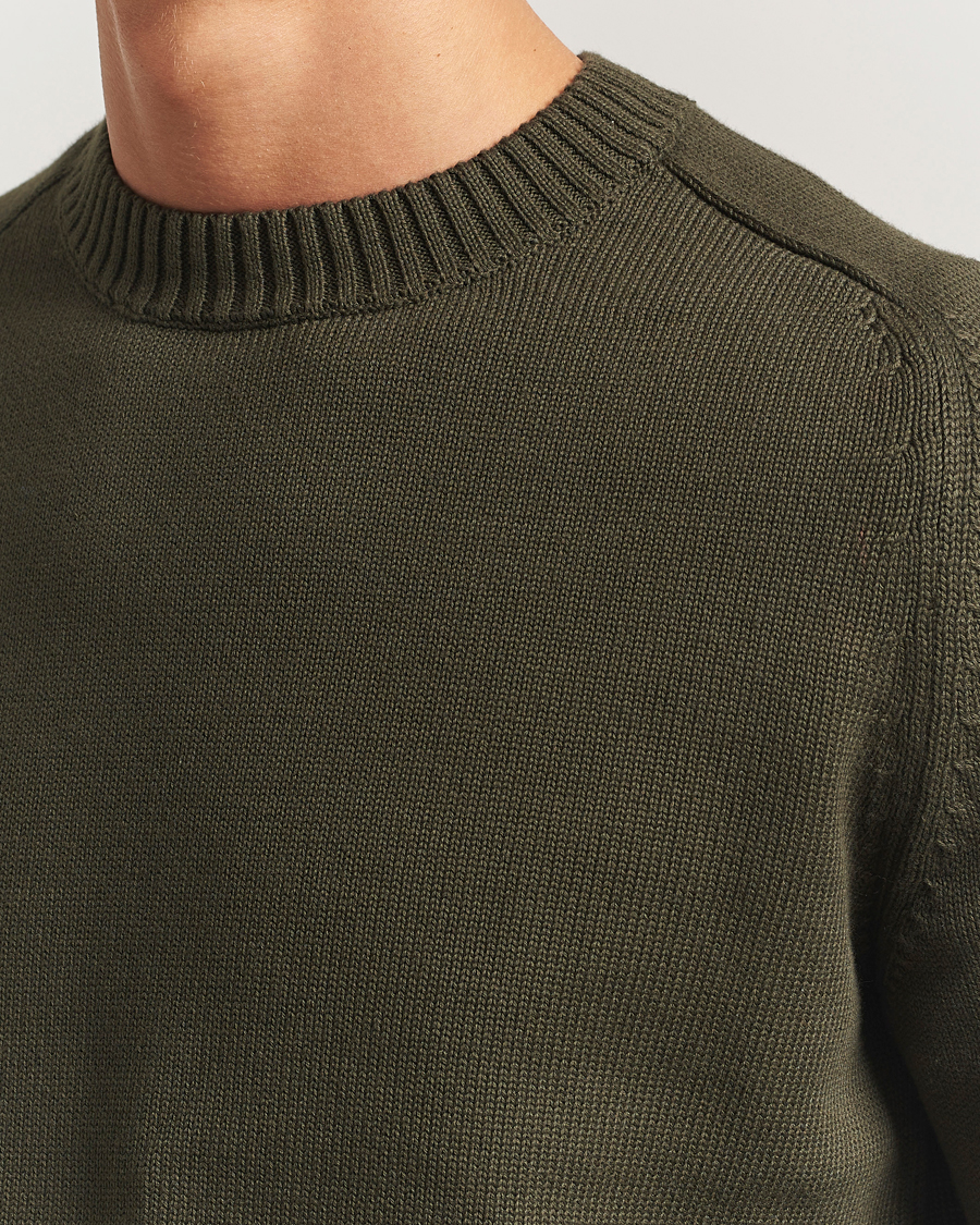 Heren | Truien | KnowledgeCotton Apparel | Plain Knitted Cotton Crewneck Forest Night