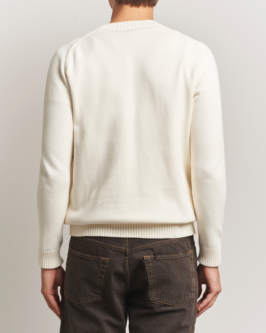 Heren | Truien | KnowledgeCotton Apparel | Plain Knitted Cotton Crewneck Egret