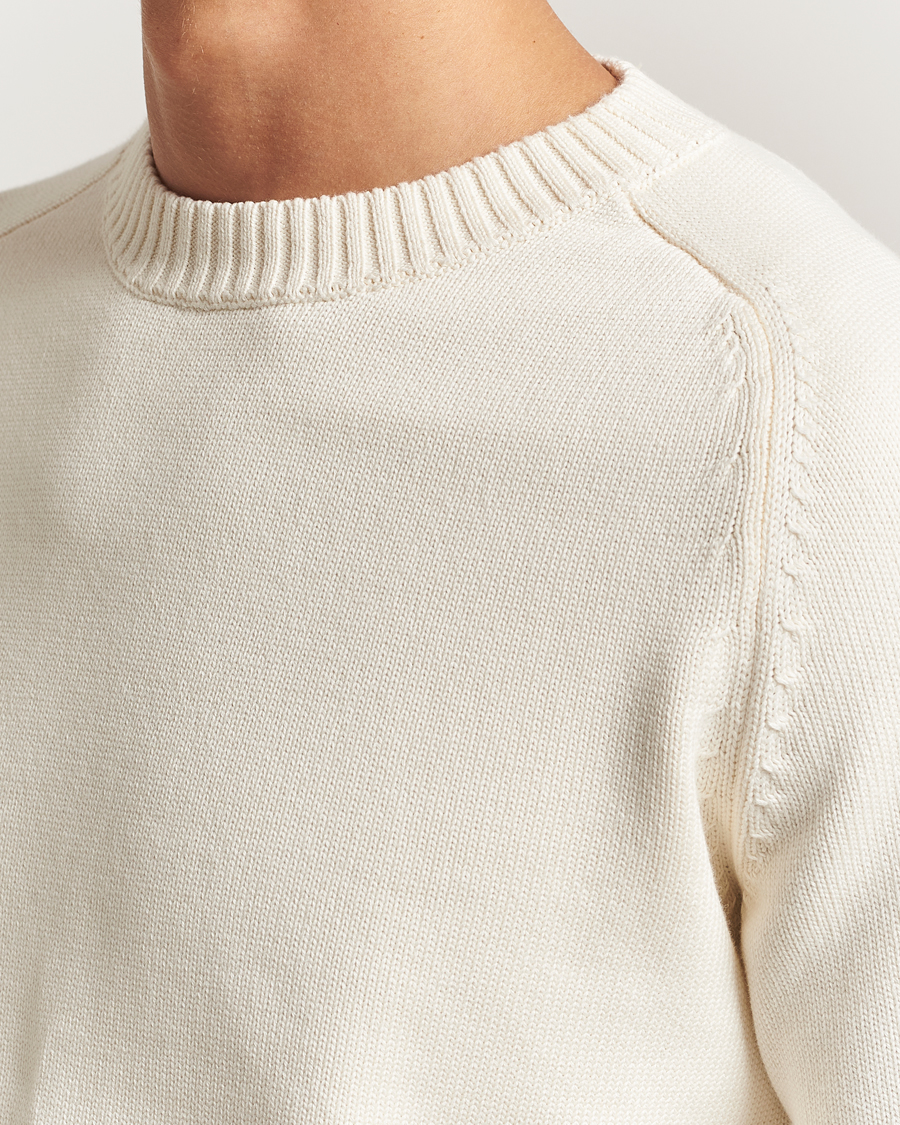 Heren | Truien | KnowledgeCotton Apparel | Plain Knitted Cotton Crewneck Egret