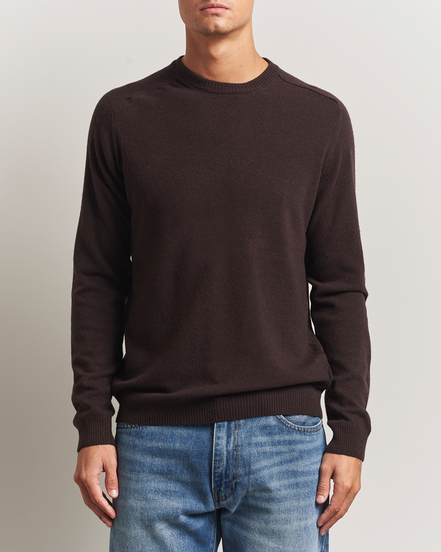 Heren | Truien | KnowledgeCotton Apparel | Lambswool Roundneck Chocolate
