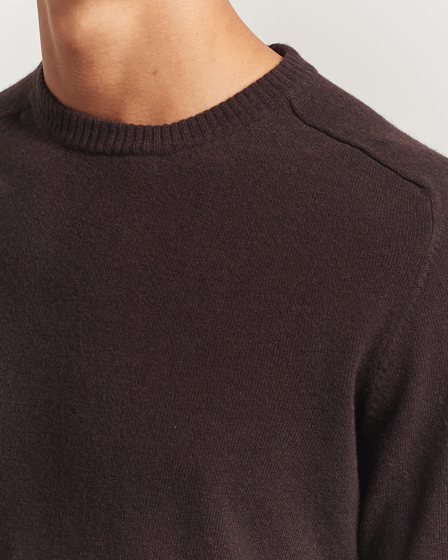 Heren | Truien | KnowledgeCotton Apparel | Lambswool Roundneck Chocolate