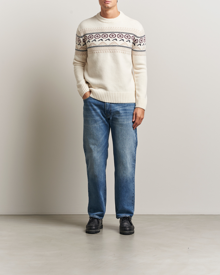 Heren | Truien | KnowledgeCotton Apparel | Lambswool Knitted Crewneck Egret