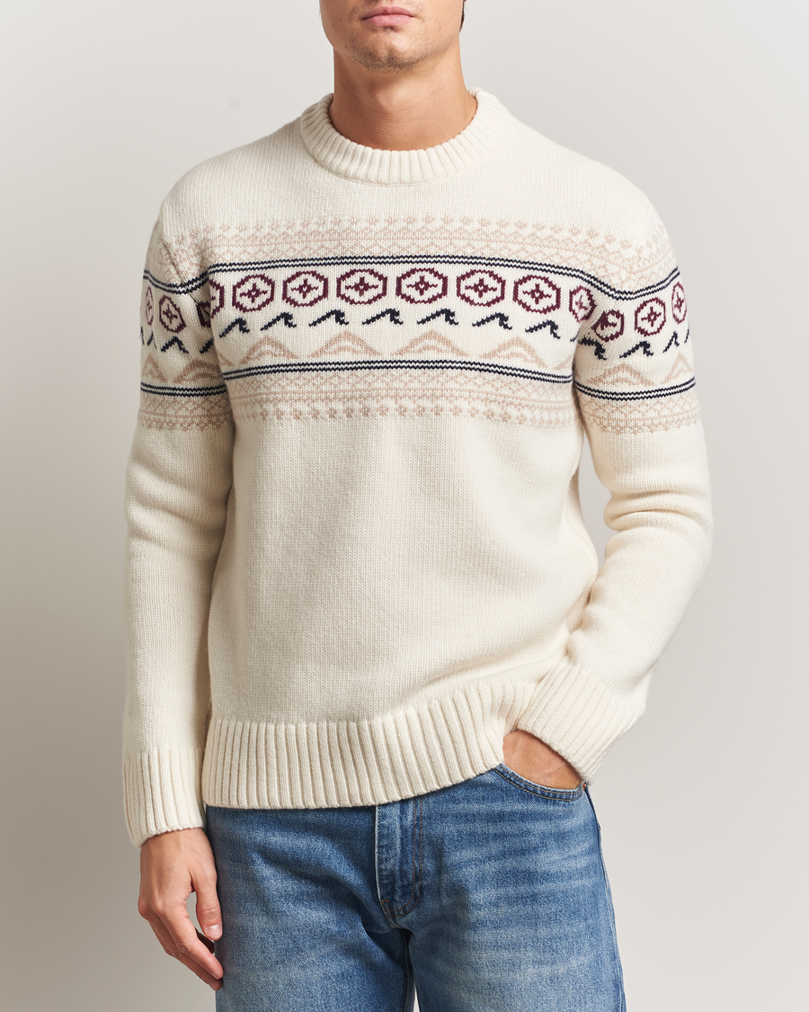 Heren | Truien | KnowledgeCotton Apparel | Lambswool Knitted Crewneck Egret