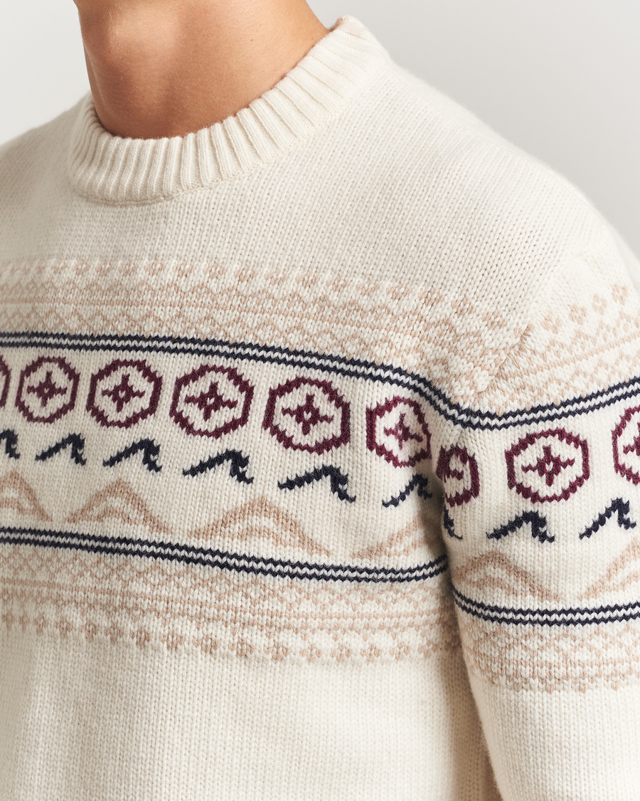 Heren | Truien | KnowledgeCotton Apparel | Lambswool Knitted Crewneck Egret