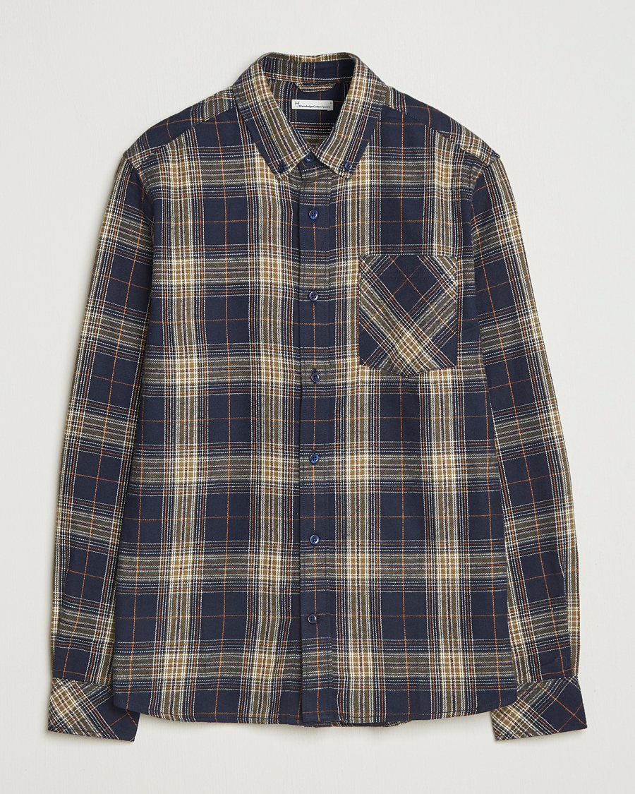 Heren | Overhemden | KnowledgeCotton Apparel | Checked Flannel Shirt Navy/Green