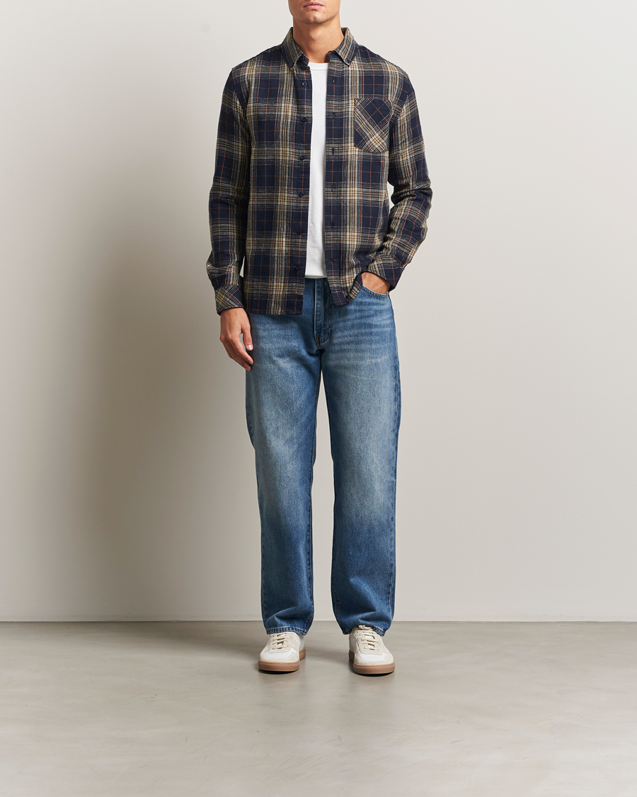 Heren | Overhemden | KnowledgeCotton Apparel | Checked Flannel Shirt Navy/Green