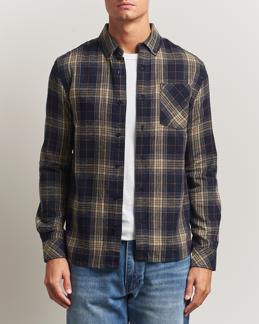 Heren | Overhemden | KnowledgeCotton Apparel | Checked Flannel Shirt Navy/Green