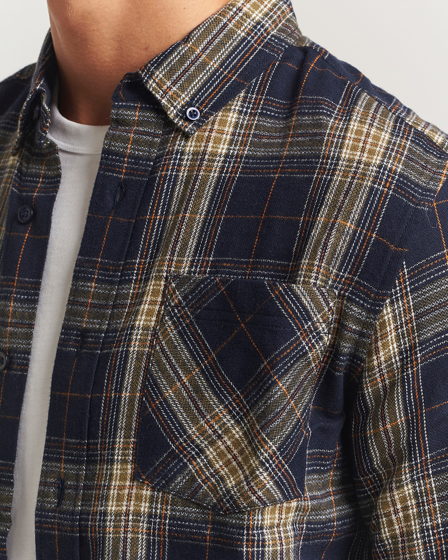 Heren | Overhemden | KnowledgeCotton Apparel | Checked Flannel Shirt Navy/Green