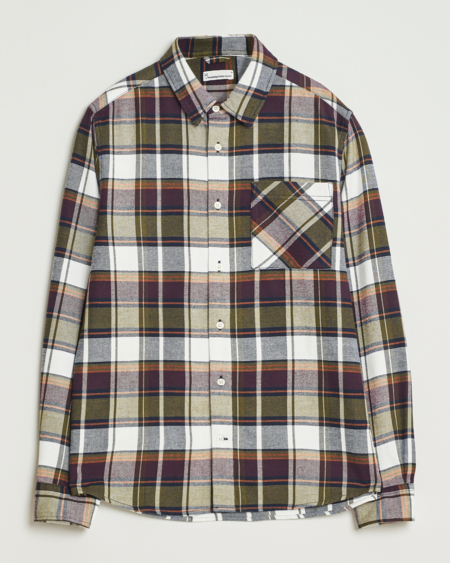 Heren | Overhemden | KnowledgeCotton Apparel | Cotton Checked Flannel Shirt Green