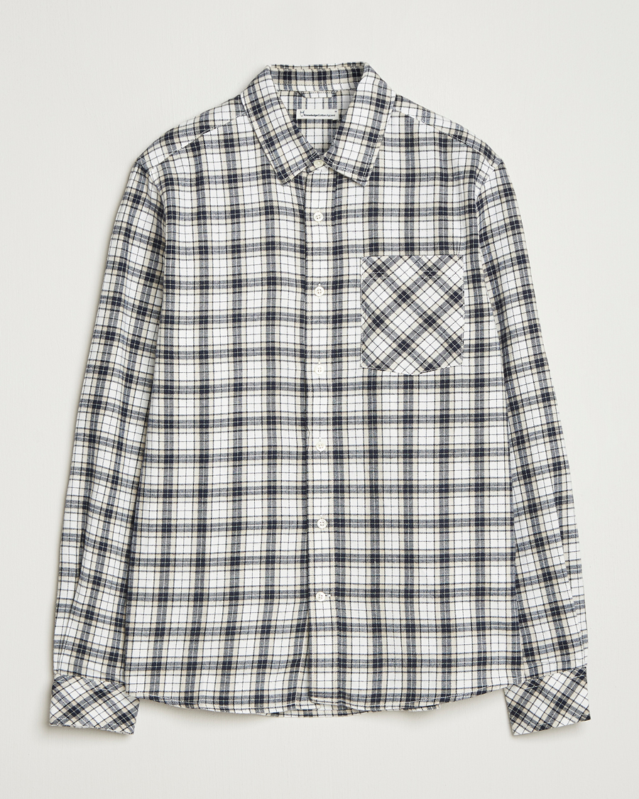 Heren | Overhemden | KnowledgeCotton Apparel | Cotton Small Checked Flannel Shirt Blue