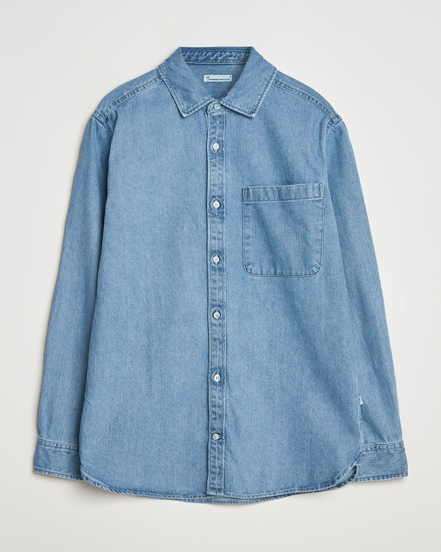Heren | Overhemden | KnowledgeCotton Apparel | Cotton Indigo Denim Shirt Light Blue