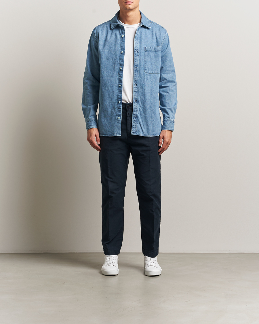 Heren | Overhemden | KnowledgeCotton Apparel | Cotton Indigo Denim Shirt Light Blue