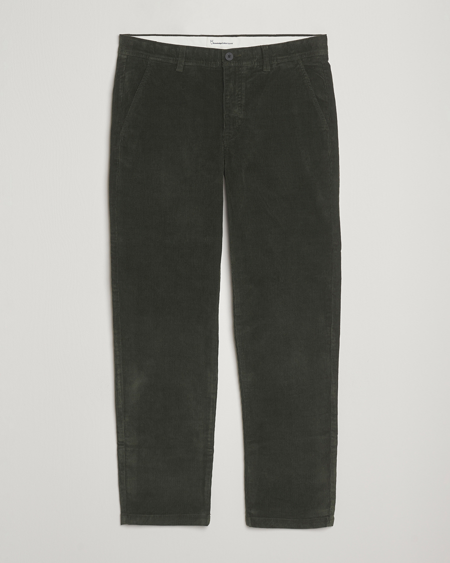 Heren | Broeken | KnowledgeCotton Apparel | Chuck Regular Cord Trousers Olive