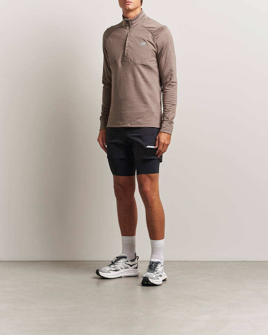 Heren | Truien | New Balance Running | Heat Grid Half Zip Earth Shadow Heather