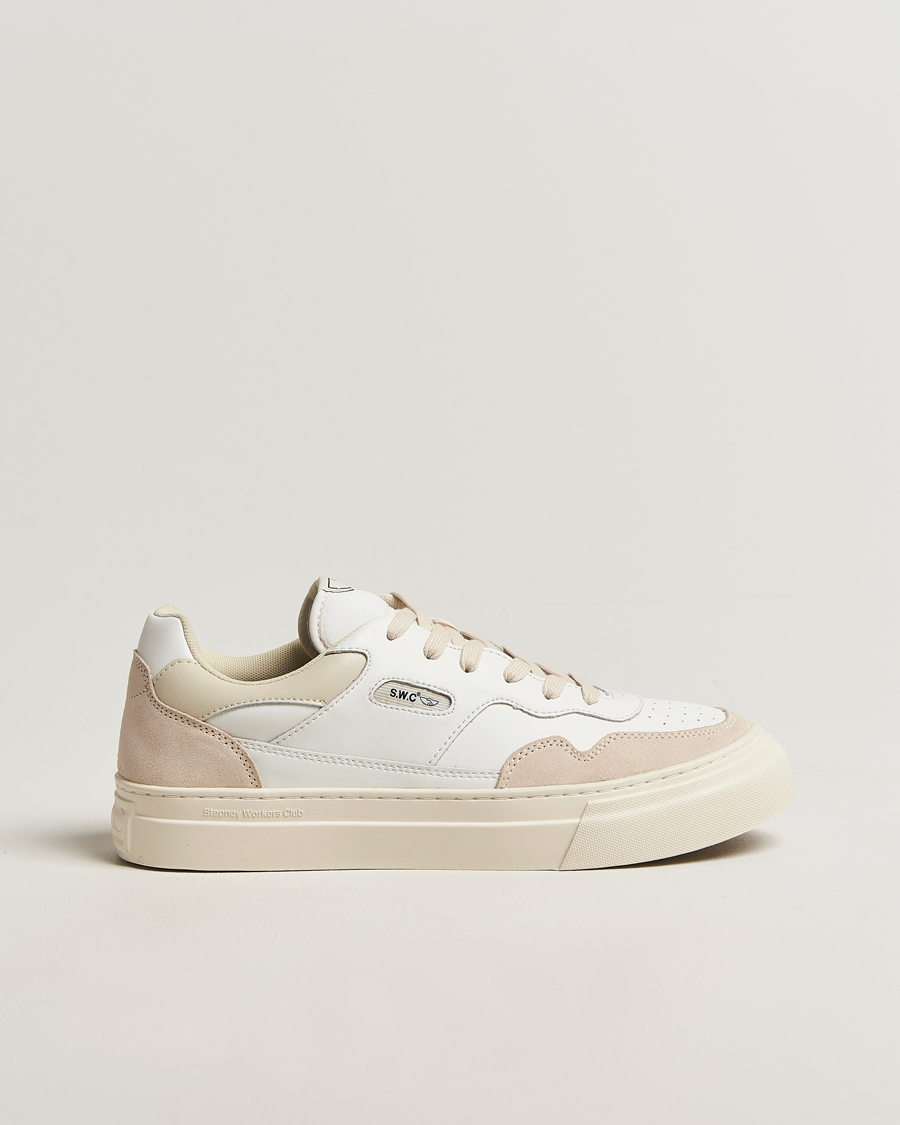 Heren | Sneakers | Stepney Workers Club | Pearl Leather/Suede Mix Sneaker Spring White