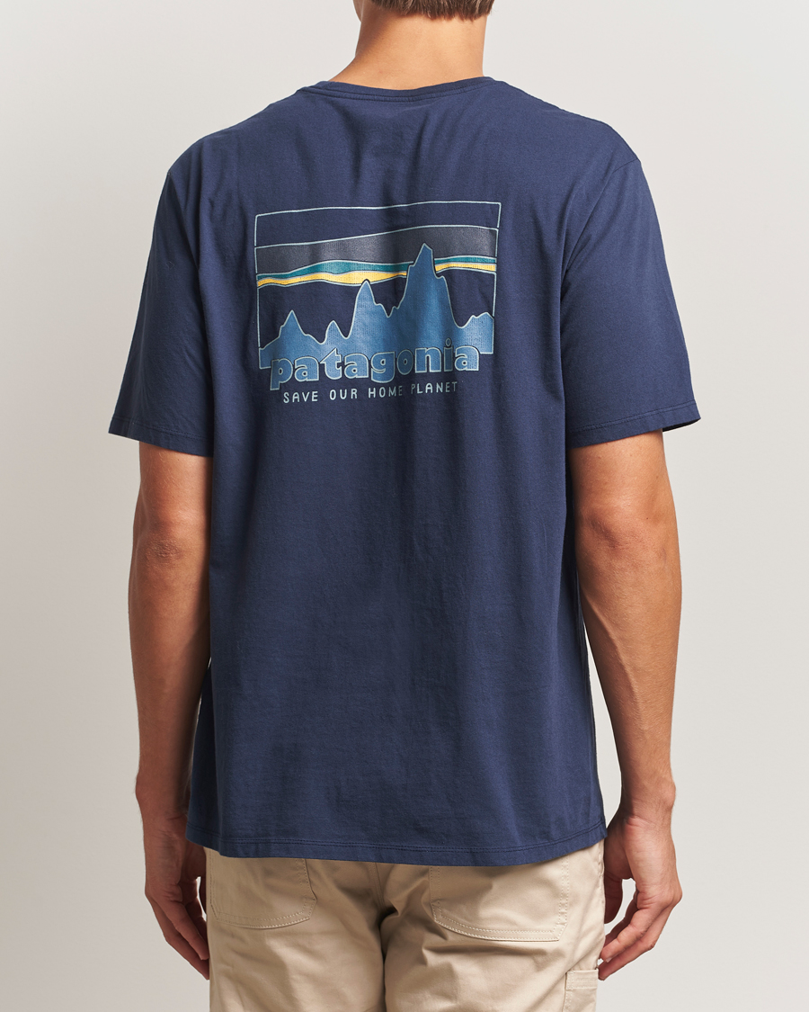 Heren | T-shirts | Patagonia | 73 Skyline Organic T-Shirt New Navy
