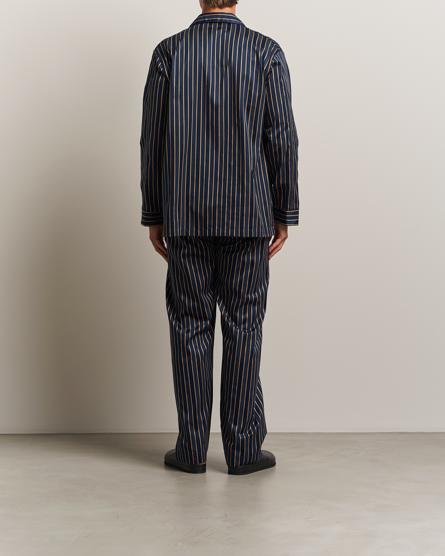 Heren | Pyjama's en gewaden | Derek Rose | Striped Cotton Pyjama Set Navy