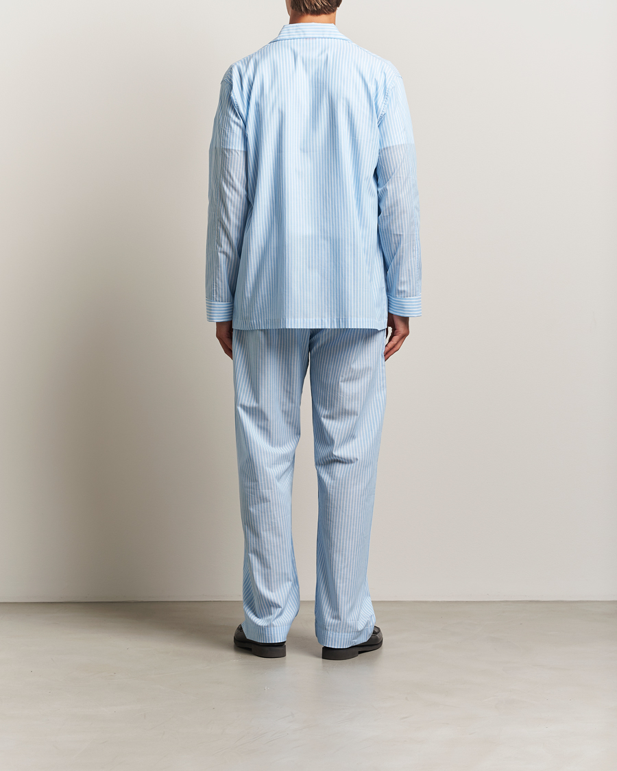 Heren | Pyjama's en gewaden | Derek Rose | Striped Cotton Pyjama Set Light Blue
