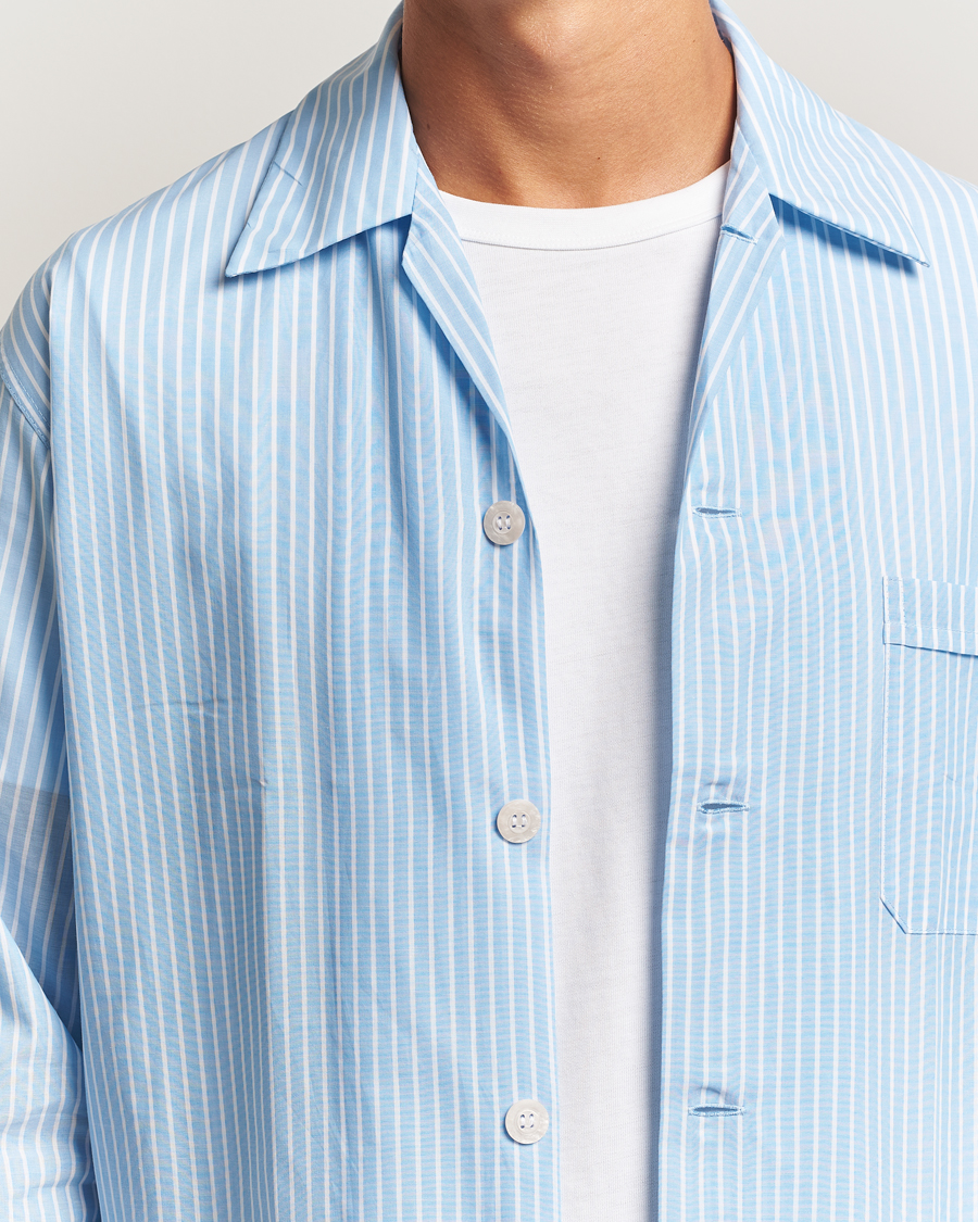 Heren | Pyjama's en gewaden | Derek Rose | Striped Cotton Pyjama Set Light Blue