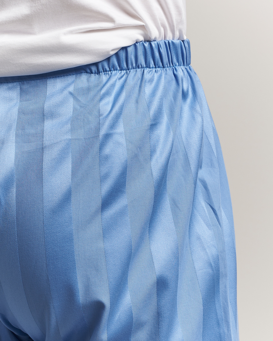 Heren | Pyjama's en gewaden | Derek Rose | Striped Cotton Satin Pyjama Set French Blue