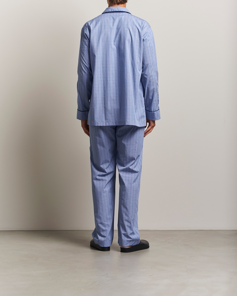 Heren | Pyjama's en gewaden | Derek Rose | Piped Cotton Pyjama Set Light Blue