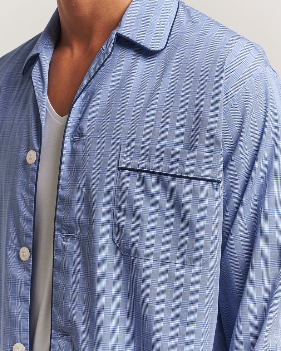 Heren | Pyjama's en gewaden | Derek Rose | Piped Cotton Pyjama Set Light Blue