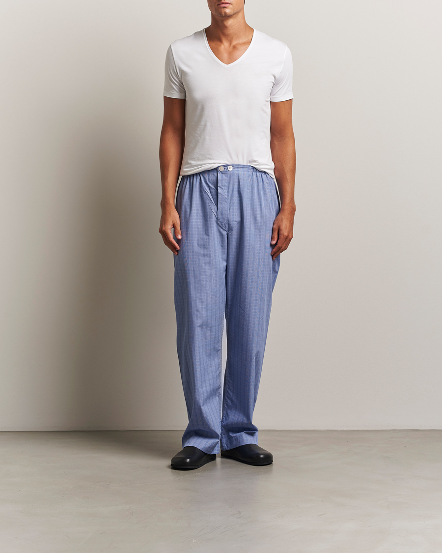 Heren | T-shirts | Derek Rose | Pima Cotton V-Neck T-Shirt White