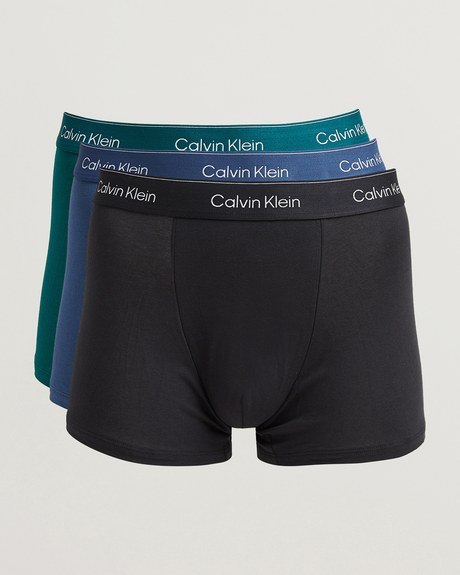 Heren | Ondergoed | Calvin Klein | 3-Pack Icon Cotton Stretch Relaxed Trunk Green/Black/Blue