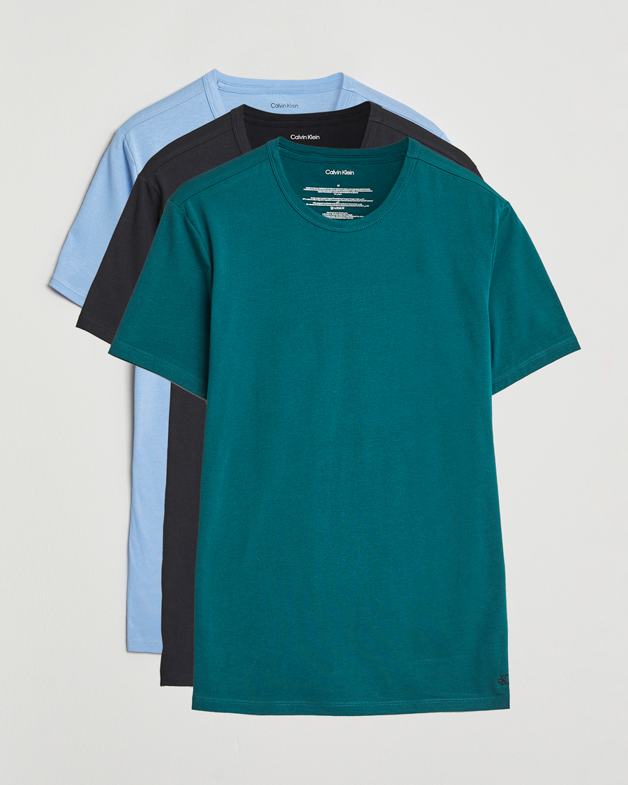Heren | T-shirts | Calvin Klein | 3-Pack Cotton Stretch Crew Neck T-Shirt Black/Green/Blue