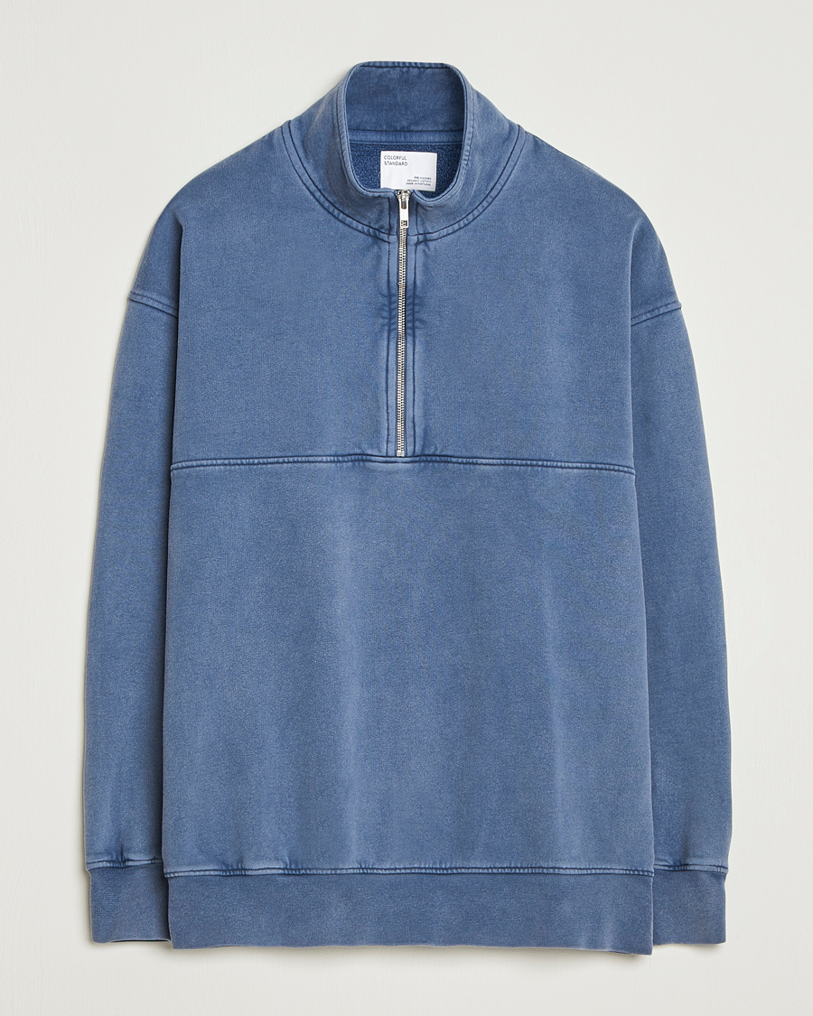 Heren | Truien | Colorful Standard | Classic Organic Half-Zip Neptune Blue