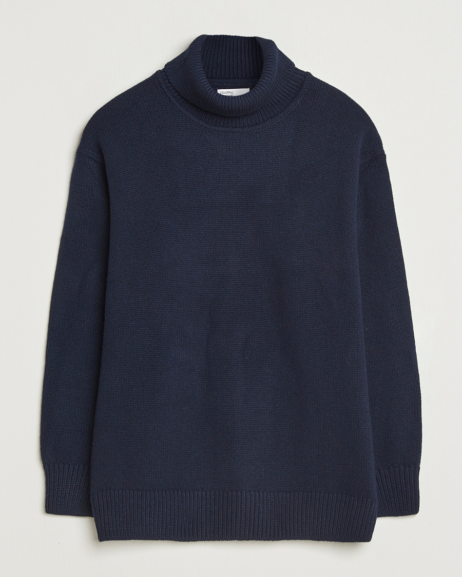 Heren | Truien | Colorful Standard | Merino Wool Turtleneck Navy Blue