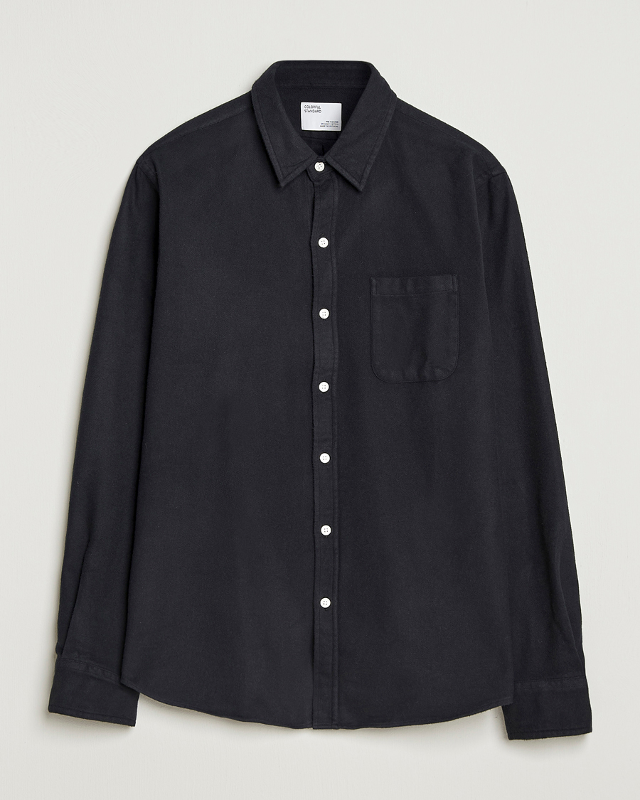 Heren | Overhemden | Colorful Standard | Organic Flannel Shirt Deep Black