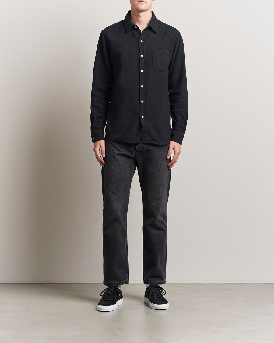 Heren | Overhemden | Colorful Standard | Organic Flannel Shirt Deep Black