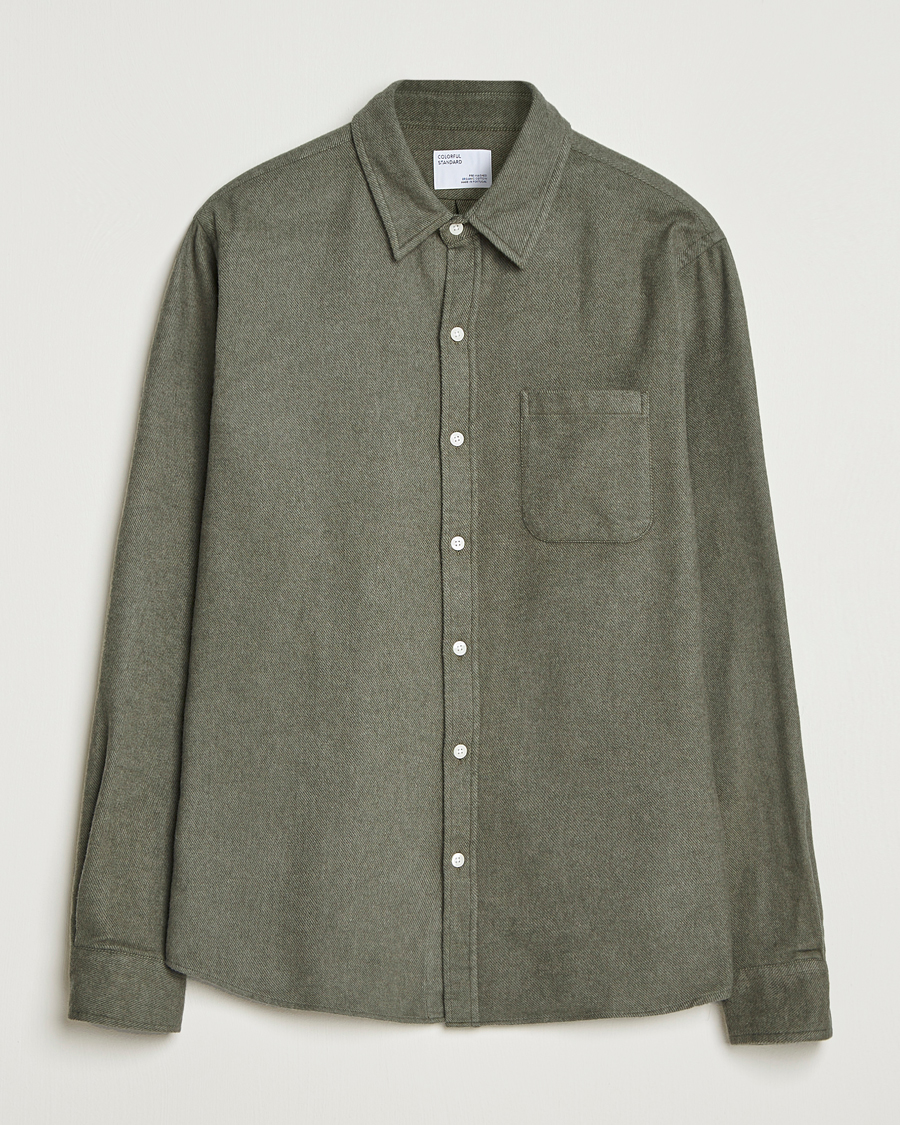 Heren | Overhemden | Colorful Standard | Organic Flannel Shirt Dusty Olive