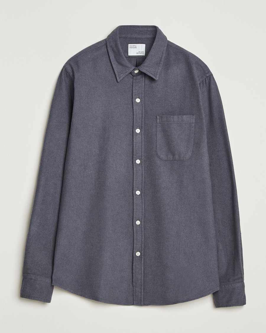 Heren | Overhemden | Colorful Standard | Organic Flannel Shirt Lava Grey