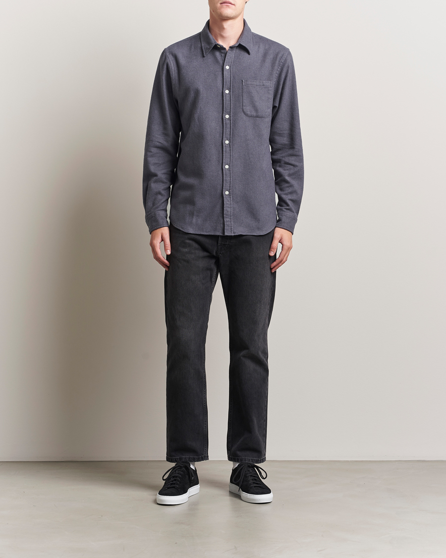 Heren | Overhemden | Colorful Standard | Organic Flannel Shirt Lava Grey