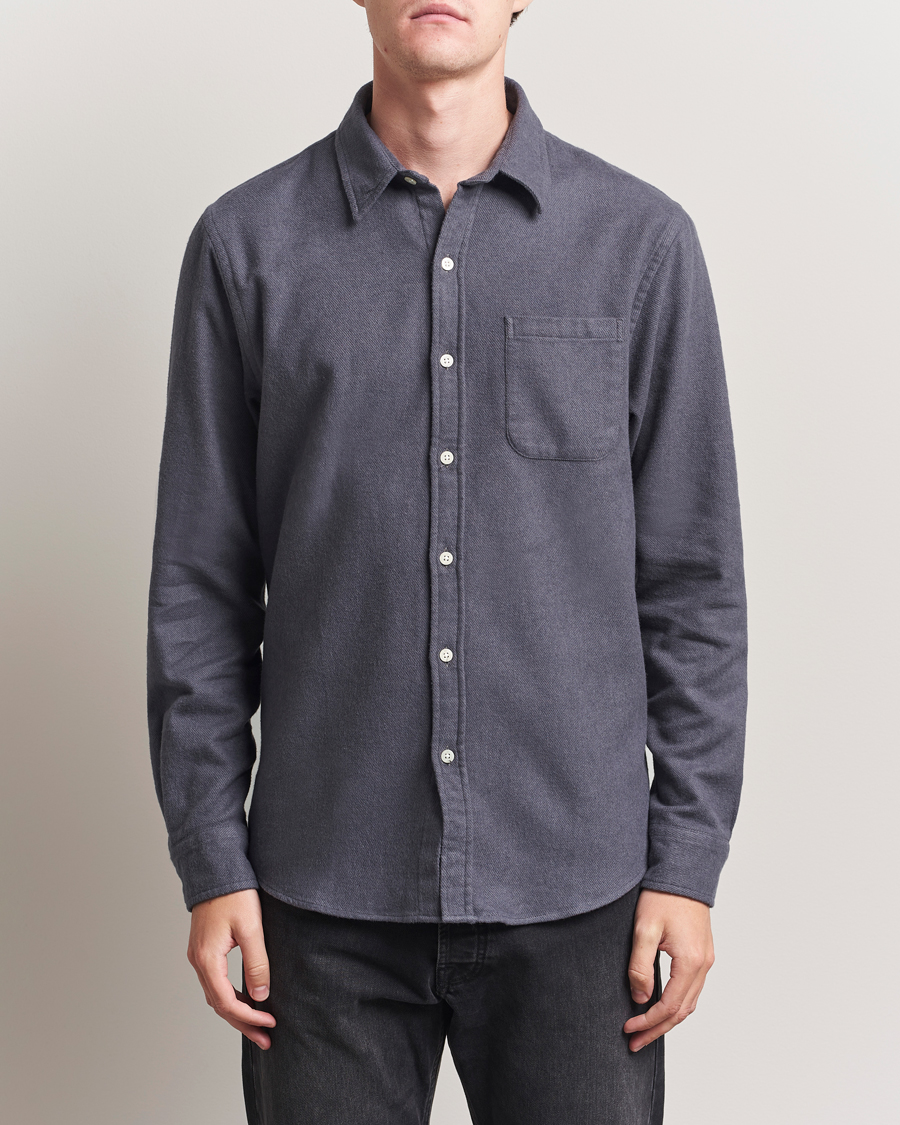 Heren | Overhemden | Colorful Standard | Organic Flannel Shirt Lava Grey