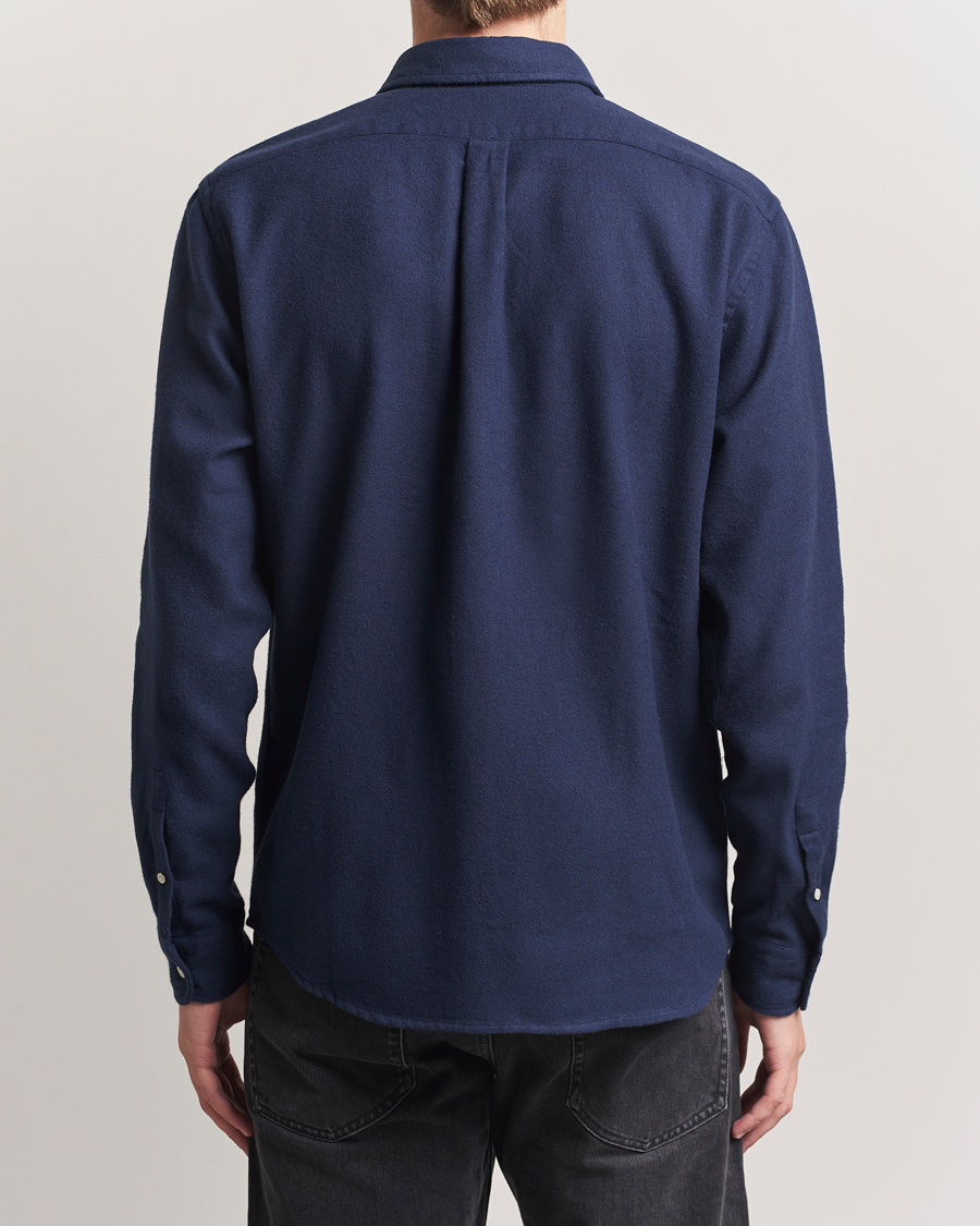 Heren | Overhemden | Colorful Standard | Organic Flannel Shirt Navy Blue
