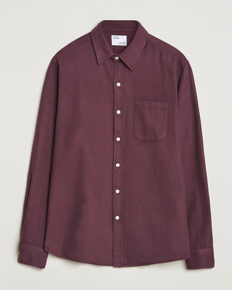 Heren | Overhemden | Colorful Standard | Organic Flannel Shirt Oxblood Red