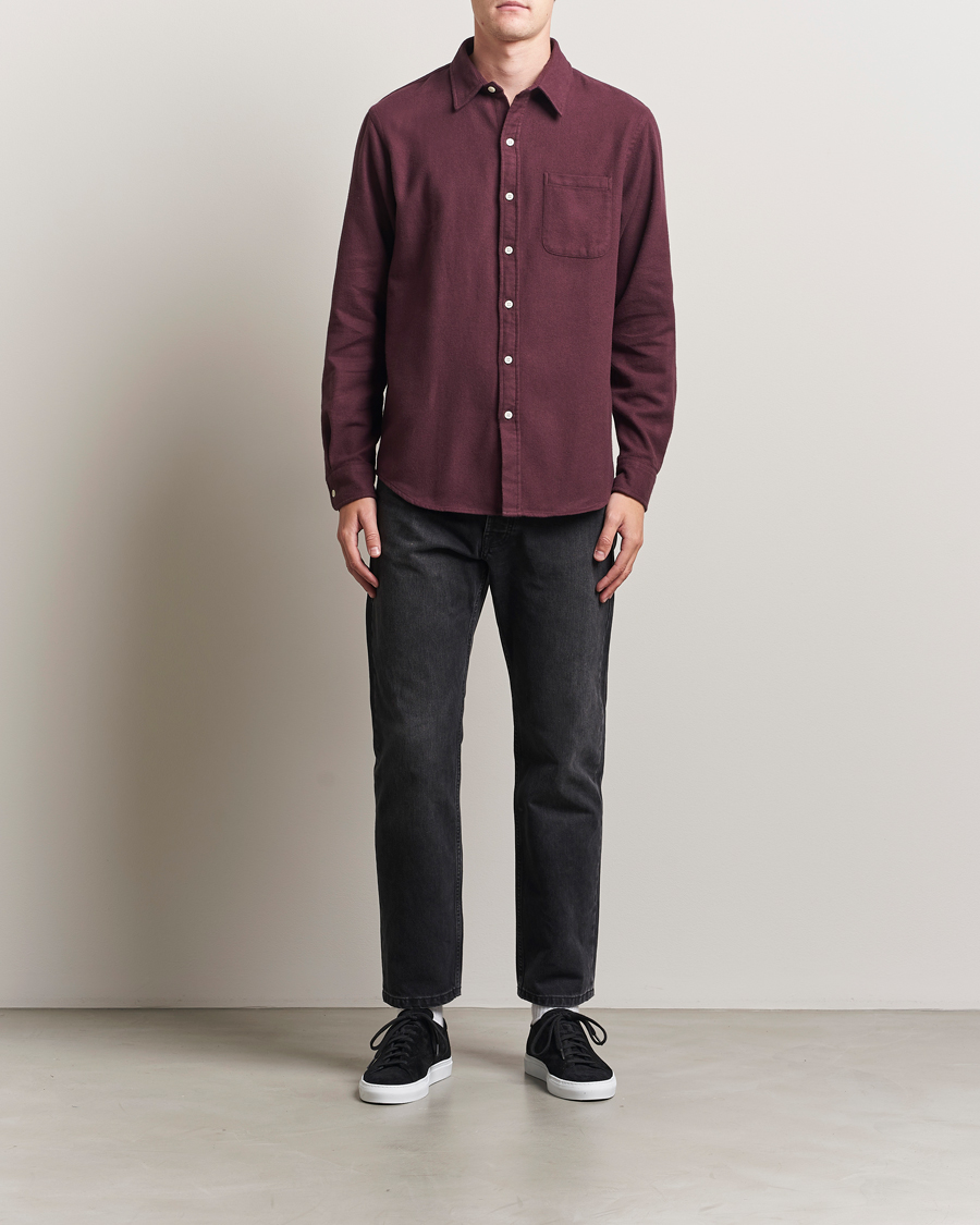 Heren | Overhemden | Colorful Standard | Organic Flannel Shirt Oxblood Red