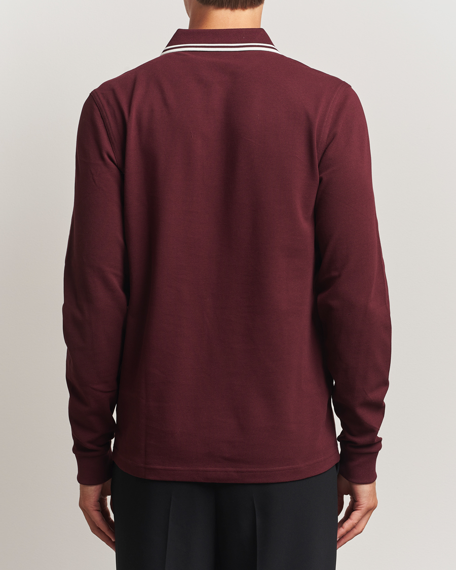 Heren | Polo's | Fred Perry | Twin Tipped Long Sleeve Polo Shirt Oxblood