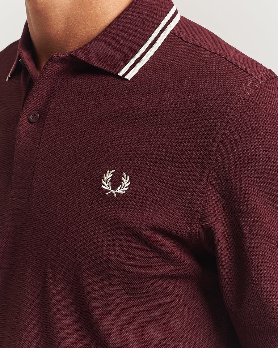 Heren | Polo's | Fred Perry | Twin Tipped Long Sleeve Polo Shirt Oxblood