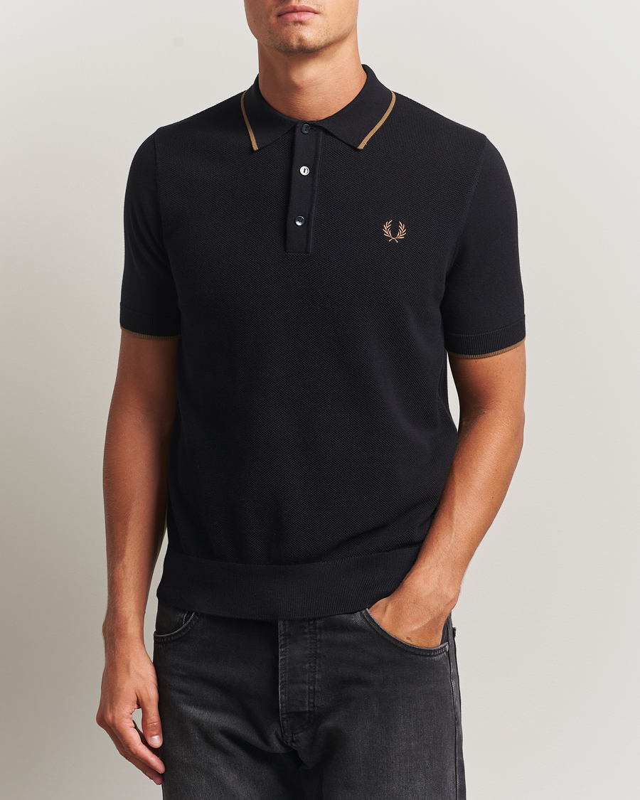 Heren | Polo's | Fred Perry | Pique Knitted Tipped Polo Black