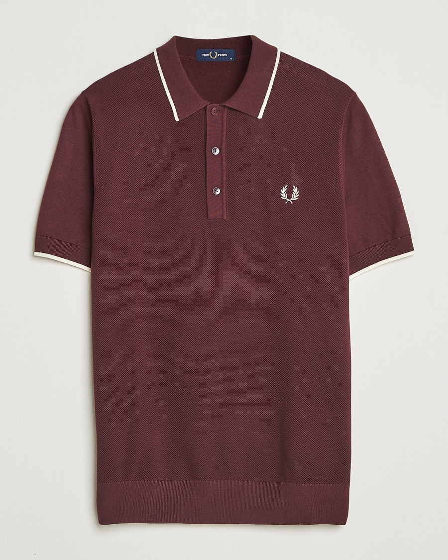 Heren | Polo's | Fred Perry | Pique Knitted Tipped Polo Oxblood