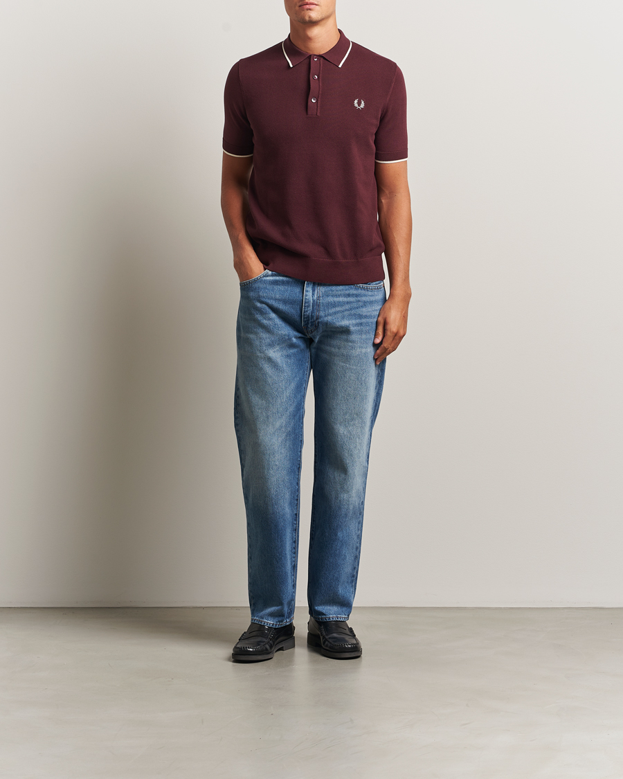 Heren | Polo's | Fred Perry | Pique Knitted Tipped Polo Oxblood
